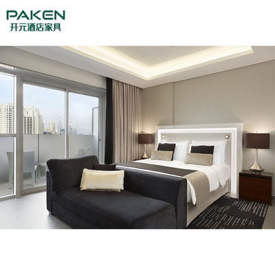 Mobília do quarto do hotel de Tan And White Color Luxury do conjunto completo